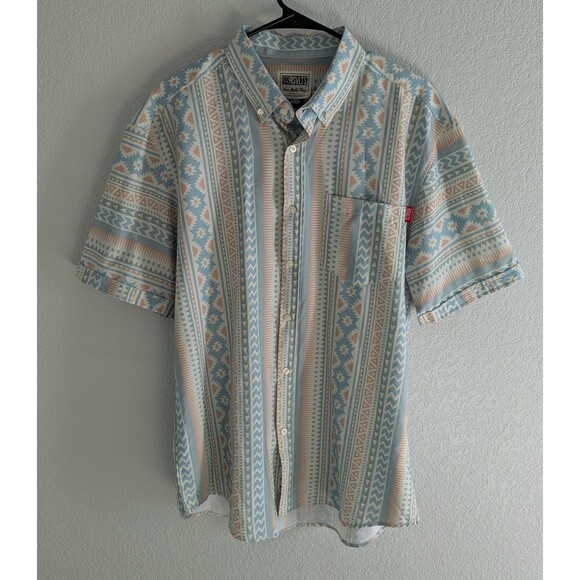 RSVLTS Aztec Pastel Down Down Shirt Men's Size Large Roosevelts Short Sleeve Top - Picture 1 of 6